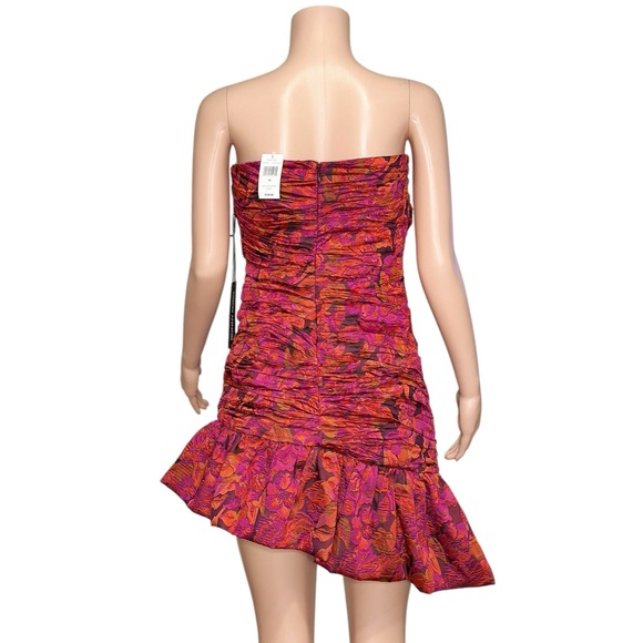RONNY KOBO Polina Strapless Floral Jaquard Mini Dress, Pink Red, 10 (US) - Picture 10 of 13